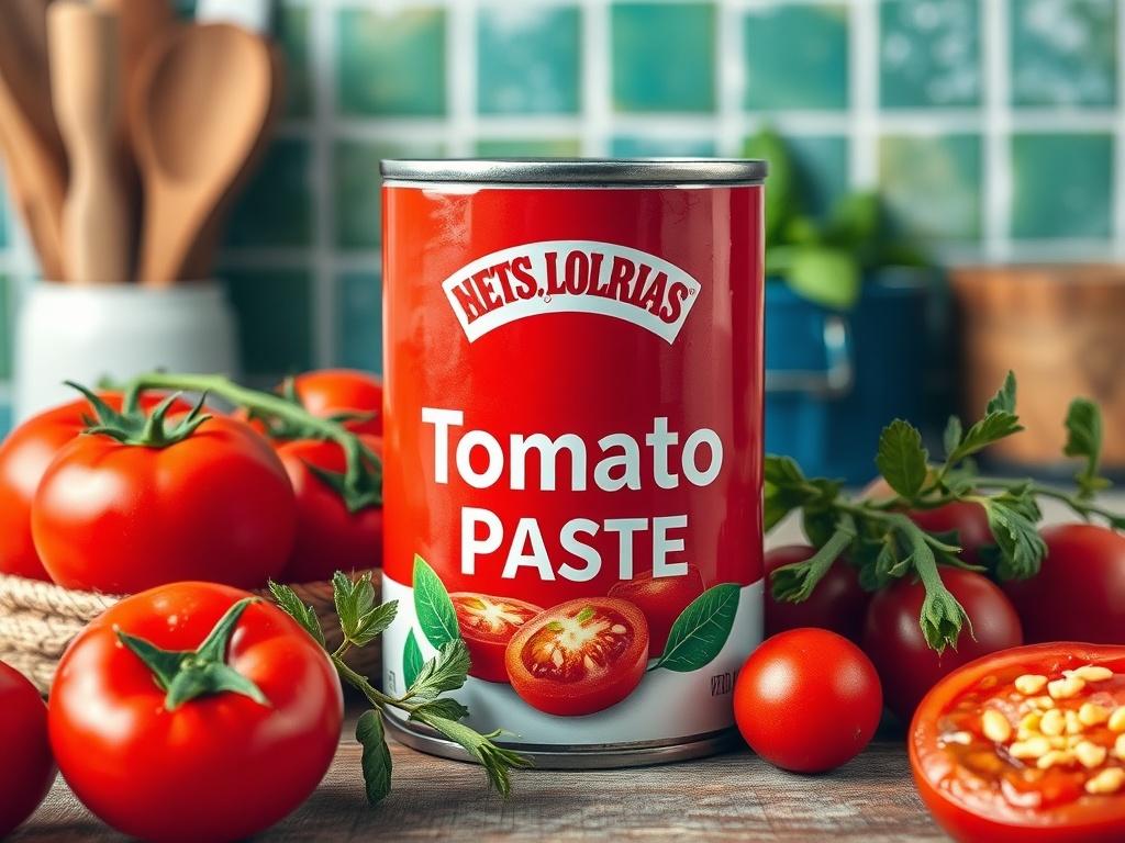 A high resolution of a can of tomato paste, set